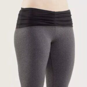 Lululemon Embrace Crops Heathered Deep Coal with Black Trim SO PRETTY 2 pairs!
